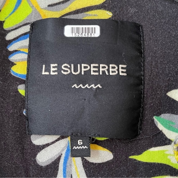 LE SUPERBE  Mai Tai Might I Dress in Black Tropi Cali Size 6 - Picture 7 of 11